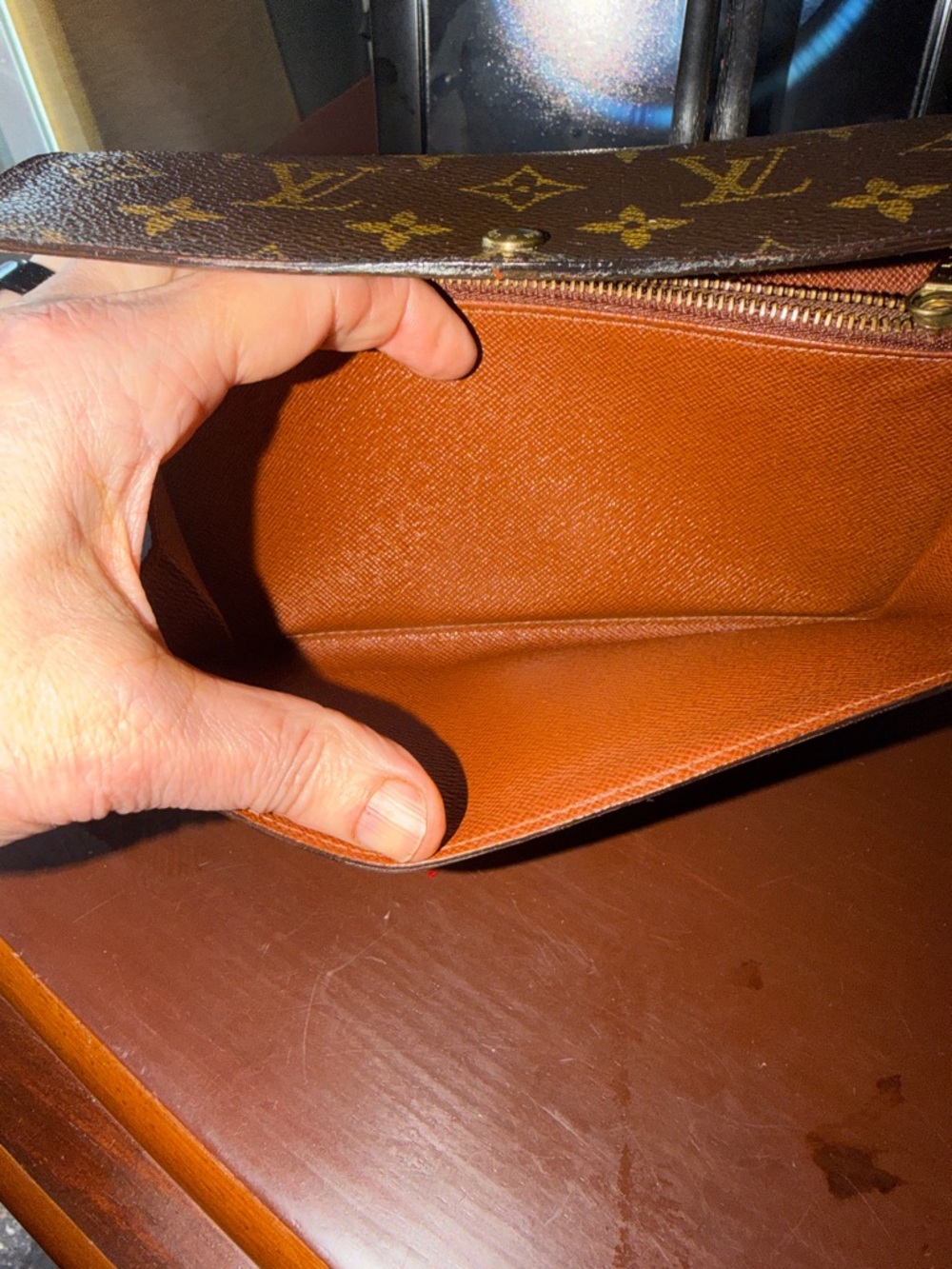Louis Vuitton Brown Monogram Trifold Wallet with Gold Snap - Picture 6 of 7